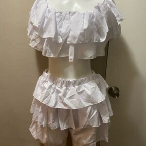 Two piece white skirt and shirt